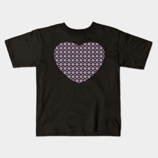 purple Floral Heart Pattern Kids T-Shirt